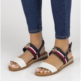 Kožne sandale Filippo DS3603 / 22 Wh Nv bijele i tamnoplave bijela mornarsko plava 1