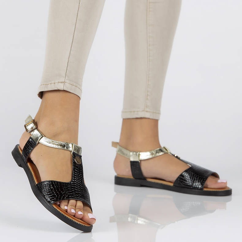 Filippo DS2099 / 22 Bk crne sandale crna zlatni 2