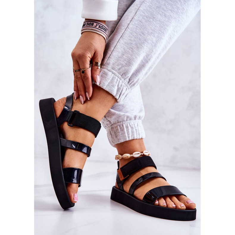 Mirisne gumene sandale na čičak ZAXY HH285285 crne crno 2