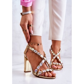 S.Barski Ženske sandale na petu Lu Boo Golden 8258-1 Vernee zlatna 2