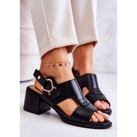 Kožne sandale na visoku petu La.Fi crne Leratto crno 1