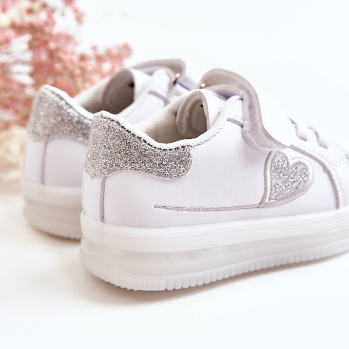 PA1 Dječje kožne sportske cipele s čičak bijelim Bayleneom bijela 2