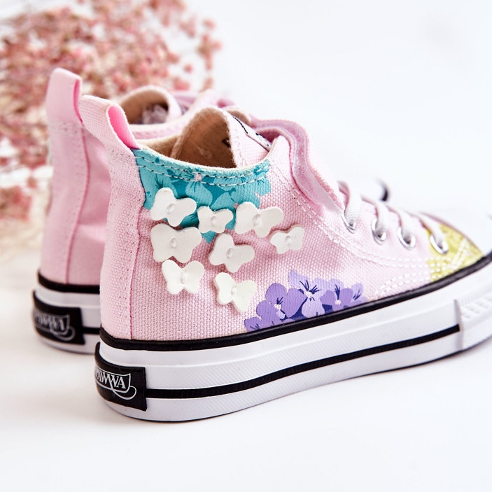 PA1 Dječje visoke tenisice od tkanine Print Pink Dorry ružičasta 2