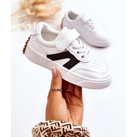 Dječje kožne niske sportske cipele crno-bijele Jessie bijela 1