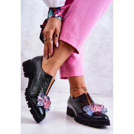 PA2 Elegantne kožne cipele s tamnozelenim ukrasom Cindy zelena 2