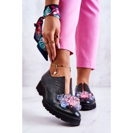 PA2 Elegantne kožne cipele s tamnozelenim ukrasom Cindy zelena 1