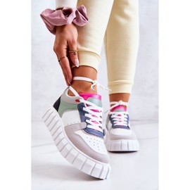 PS1 Ženske sportske kožne cipele, bijelo-siva firentinska bijela zelena 2