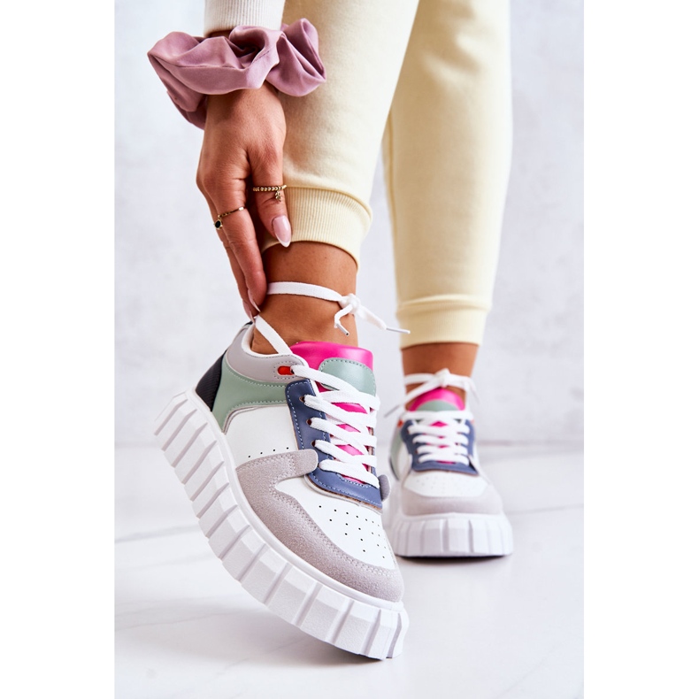 PS1 Ženske sportske kožne cipele, bijelo-siva firentinska bijela zelena 2