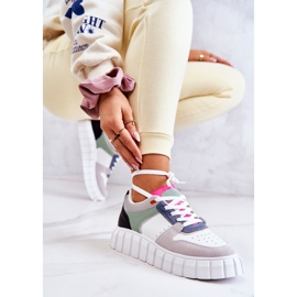 PS1 Ženske sportske kožne cipele, bijelo-siva firentinska bijela zelena 1