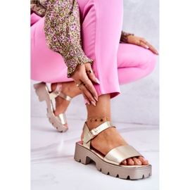 PS1 Kožne sandale na visoku petu Golden Sovie zlatna 1