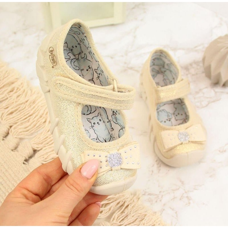 Balerine papuče za djevojčice s čičak bež Befado 1