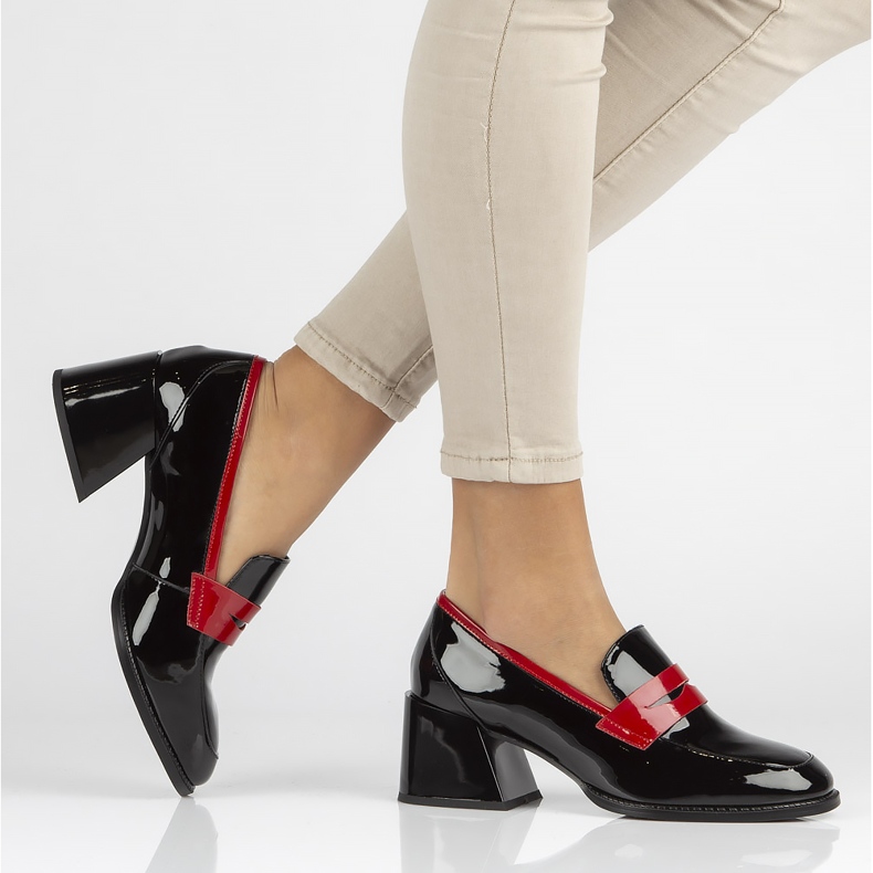 Kožne pumpe Filippo DP3727 / 22 Bk crne crna crvena 1