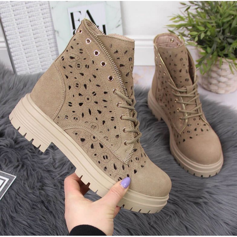 Ažurne kožne proljetne čizme bež u Filippo 1