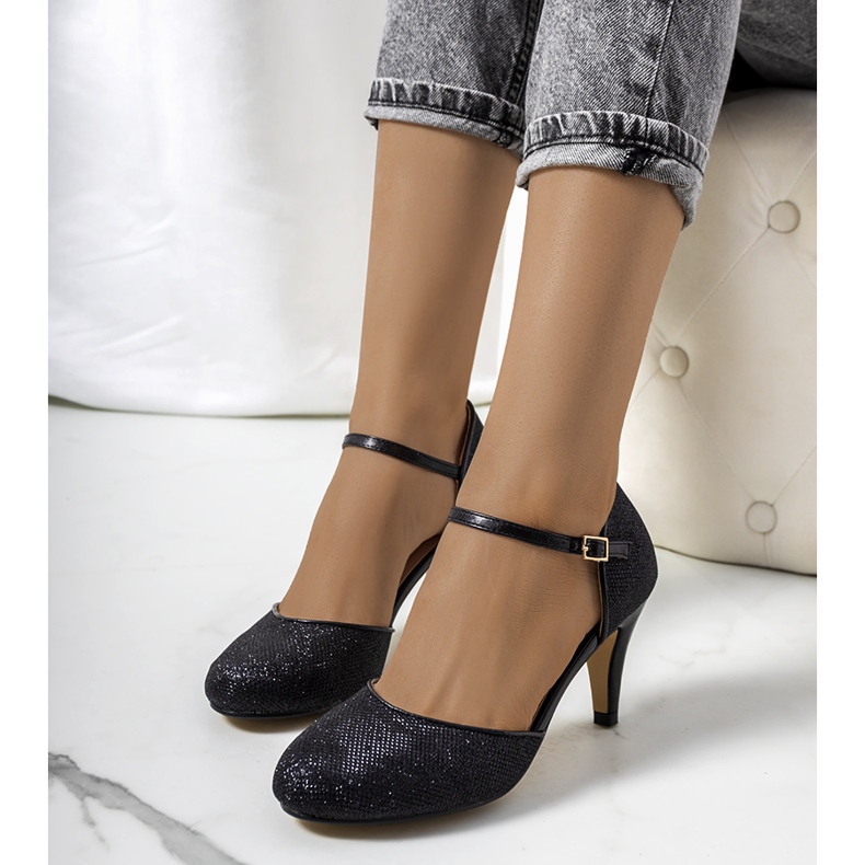 Crne sjajne Rosetown pumpe crna 1