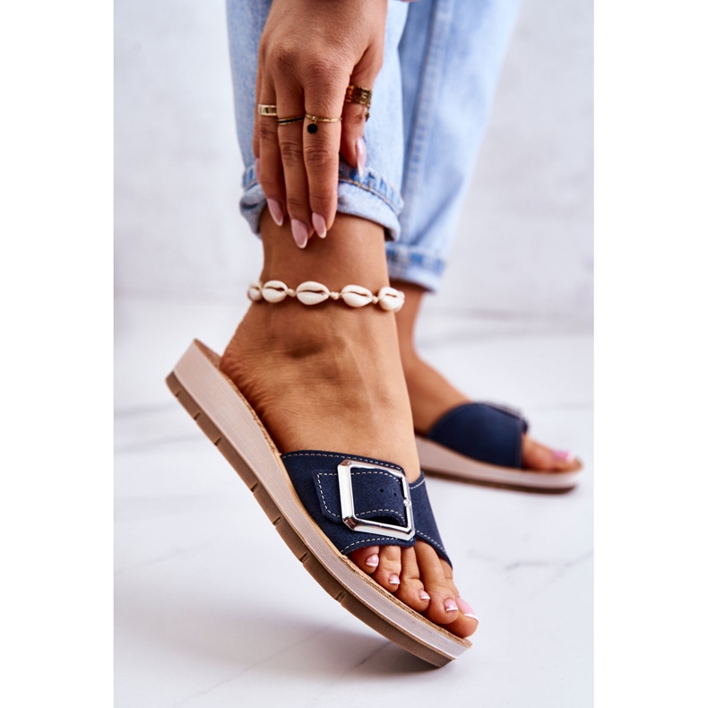 Modne ženske papuče s kopčom Inblu CP000031 Mornarsko plave tamnoplava 2