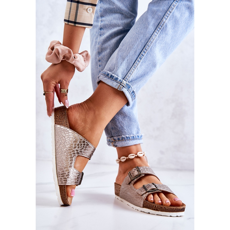 Ženske papuče s kopčom Inblu NM000027 Srebrna bež srebro 2