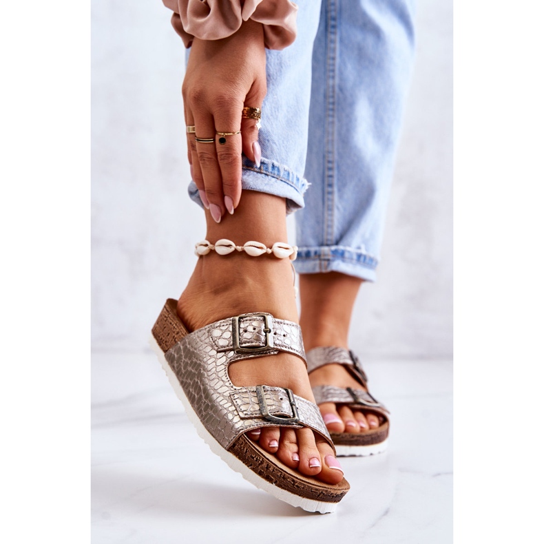 Ženske papuče s kopčom Inblu NM000027 Srebrna bež srebro 1