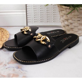 Crne papuče s lančićem W S. Barski crno 2