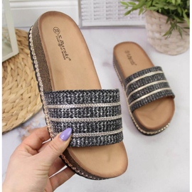 Crne papuče s platformom W S. Barski crno 1