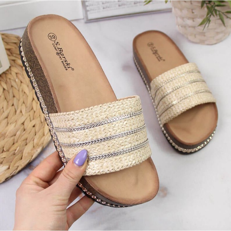 Bež papuče s platformom W S. Barski 1