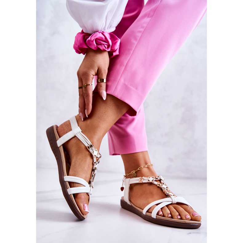 Ženske slip-on sandale s bijelim ukrasom Salinna bijela 1