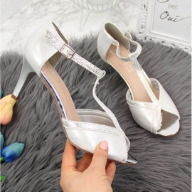 Elegantne srebrne sandale otvorenih prstiju W Filippo 1