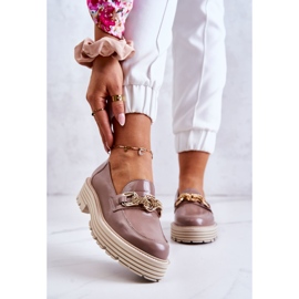 Ženske broge cipele Zlatna kožna dekoracija Laura Messi 2383 tamno bež 1