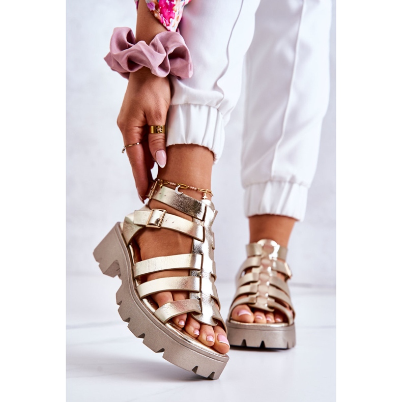 PS1 Kožne sandale s trakama Zlatni minorit zlatna 1