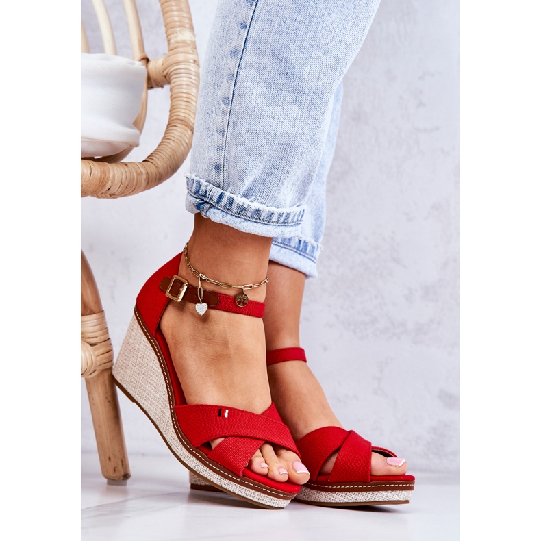PS1 Ženske crvene Veenus sandale na klin crvena 1