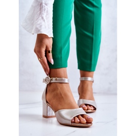 Kožne sandale na visoku petu Vinceza 22-20100 Zlatne zlatni 1