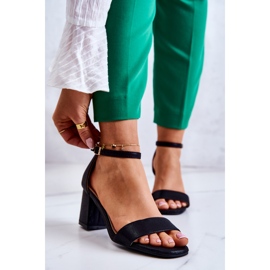 Vinceza Modne ženske sandale na petu crne Lucida crno 1