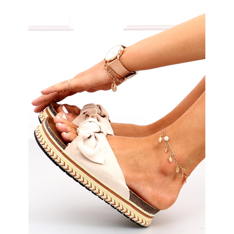 Japanke na ukrašenom potplatu Lane Beige bež 1