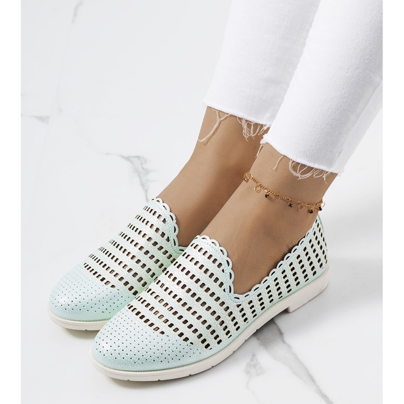Naja zelene ažurne ženske mokasinke zelena 1