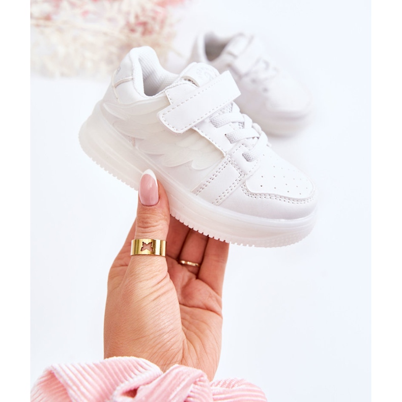 PA1 Dječje kožne sportske cipele s čičakom bijeli anđeo bijela 1