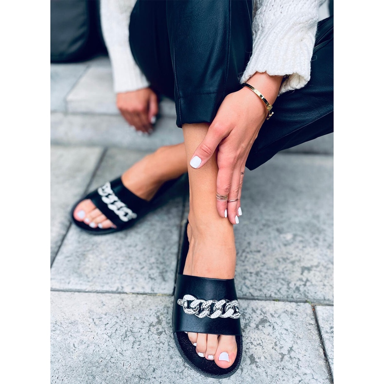 Tilia crne papuče s lancem crna 2