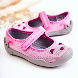 BEFADO S.A. Balerine papuče Befado Cats 114X451 Pink-Siva ružičasta 1
