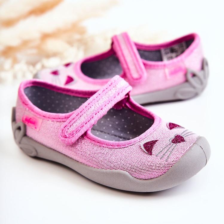 BEFADO S.A. Balerine papuče Befado Cats 114X451 Pink-Siva ružičasta 1