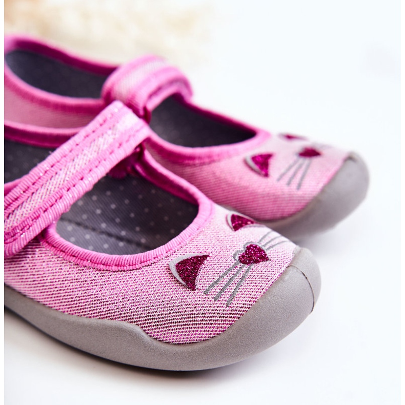 BEFADO S.A. Balerine papuče Befado Cats 114X451 Pink-Siva ružičasta 2