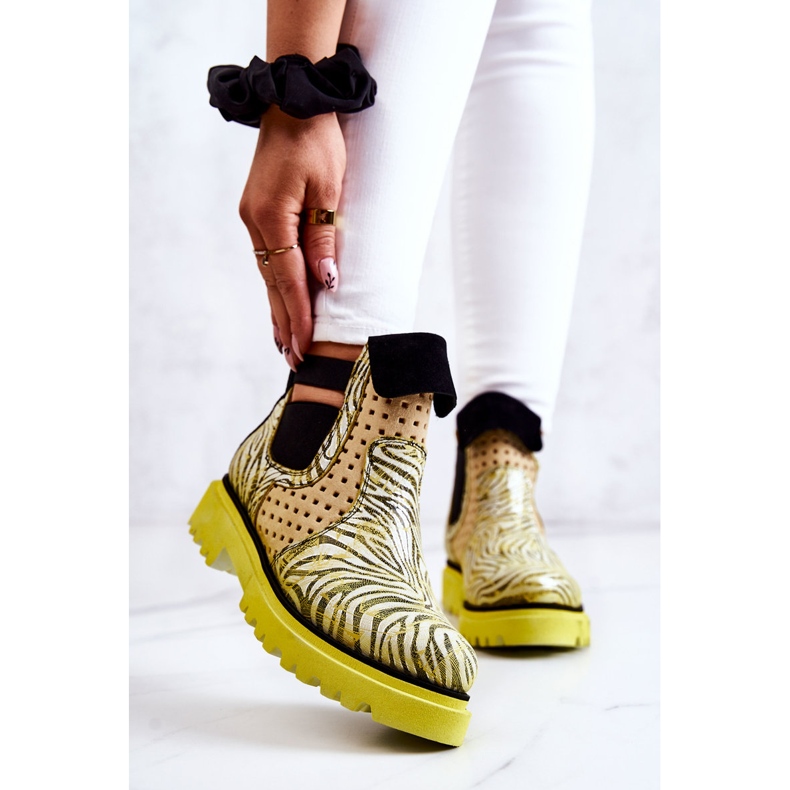 Maciejka 05324-07 Kožne slip-on čizme žute bež zelena žuta boja 1