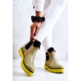 Maciejka 05324-07 Kožne slip-on čizme žute bež zelena žuta boja 2