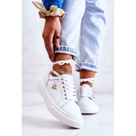 Vinceza Kožne sportske cipele s bijelim ukrasom Calerie bijela zlatni 1