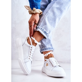 Vinceza Kožne sportske cipele s bijelim ukrasom Calerie bijela zlatni 2