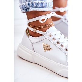 Vinceza Kožne sportske cipele s bijelim ukrasom Calerie bijela zlatna 6