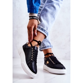 Vinceza Kožne sportske cipele s crnim ukrasom Calerie crna zlatni 2