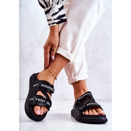 Modne ženske kožne papuče La.Fi crni Menifis bijela crno 2