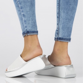 Kožne papuče Filippo DK3614 / 22 Wh bijele bijela 1