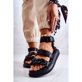 Kožne sandale s lančićem La.Fi crna Alissia 1