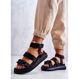 Kožne sandale s lančićem La.Fi crna Alissia crno 2