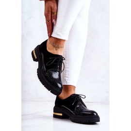 PA2 Ženske kožne cipele zavezane crni Merevin crno 2