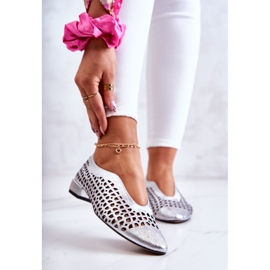 PA2 Elegantne kožne ažur cipele Ismena srebro 1
